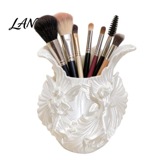 Multi-functional Storage Box Makeup Brush Holder, with Thickened Stable Base, Fairies Decor Silk Desktop Organization Solution Texture Box,