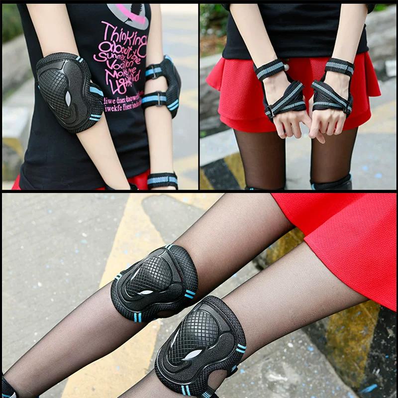 Roller Skating 6-Piece Set Adult and Children Roller Skating Knee and Elbow Pad