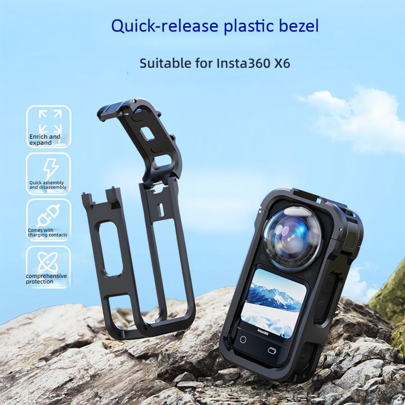 Frame Cage for Insta360 X6 Protective Frame Housing Case with Cold Shoe Mount Compatible for Insta 360 X6 Accessories