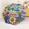 Rainbow Dragonflies Automatic Folding Umbrella Compact Lightweight Retractable Design For Outdoor Adventures And Travel