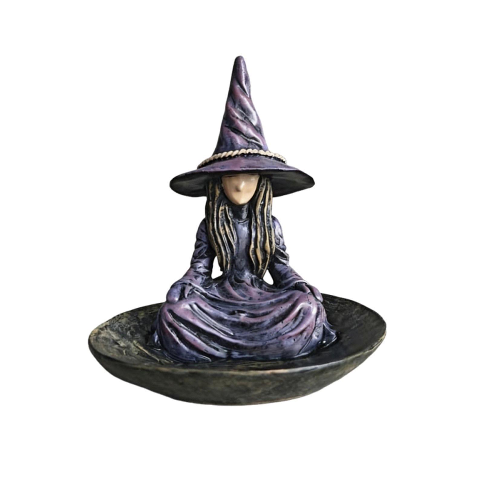 Meditating Witch Garden Bird Feeder, Outdoor Garden Decor Resin Bird Deeder, Bird Feeder With Witch Hat Design One Size