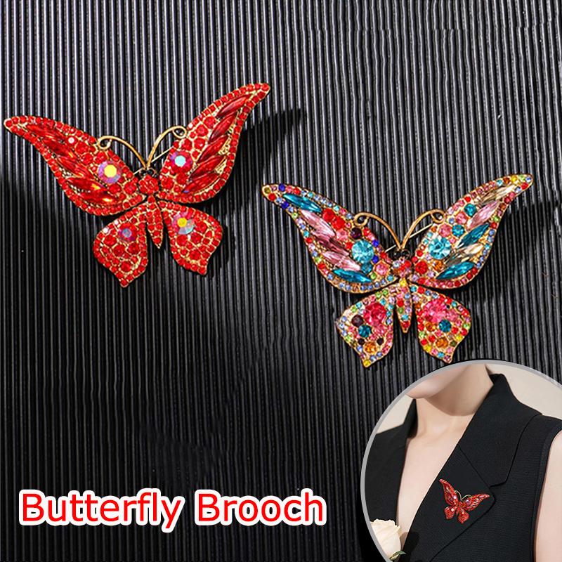 Retro Darčeky Motýľ Hrudný Kvet Brošňa Spoločenský Diamantový Farebné Látkové Doplnky Módna Elegancia 1KS