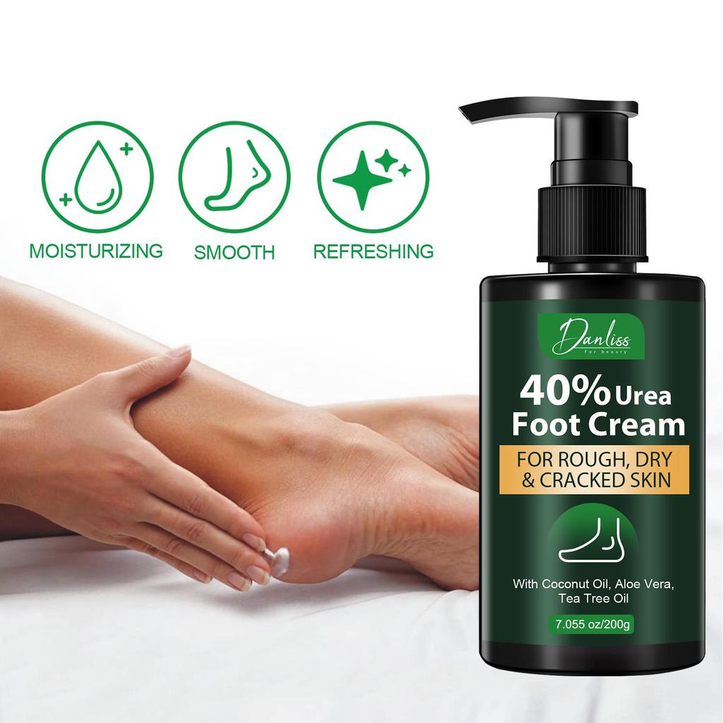 Foot Cream-Moisturizing 40% Urea-ALONE VERA,UREA 40%,TEA TREE OIL,COCONUT OIL-Moisturizing Dry Cracked Skin,200ml