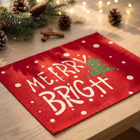 Winter Theme Table Settings Christmas Snowman Placemat, Festive Dining 11.8" x 17.7" Washable Placemats Fabric Place Mat, Heat Insulation Mat