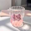 Handcrafted Glass Coffee Cups with Pink Bow Elegant Bowknot Design Drinking Mugs Reusable Water Glasses Aesthetic Coffee Mug