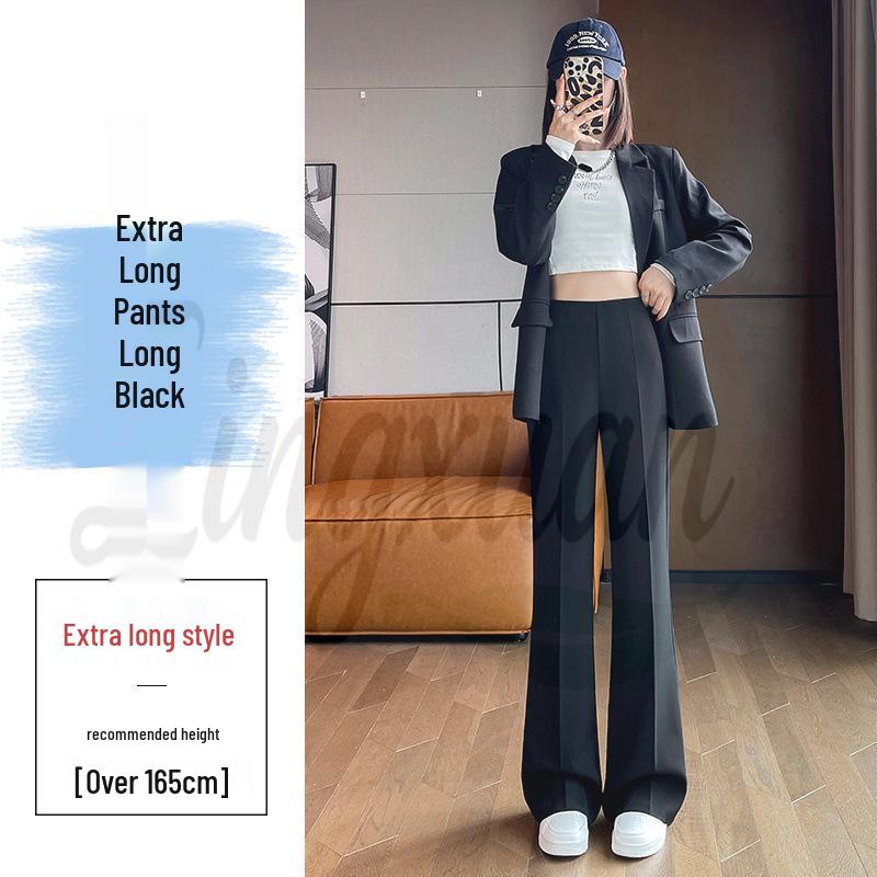 

2026 Autumn/Winter Women s High Waist Wide-Leg Plus Velvet Micro Flare Suit Pants 4XL