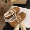 Thick-soled Birkenstocks women's new autumn and winter velvet flat-soled Doudou women's shoes Merad Boken wool cotton shoes