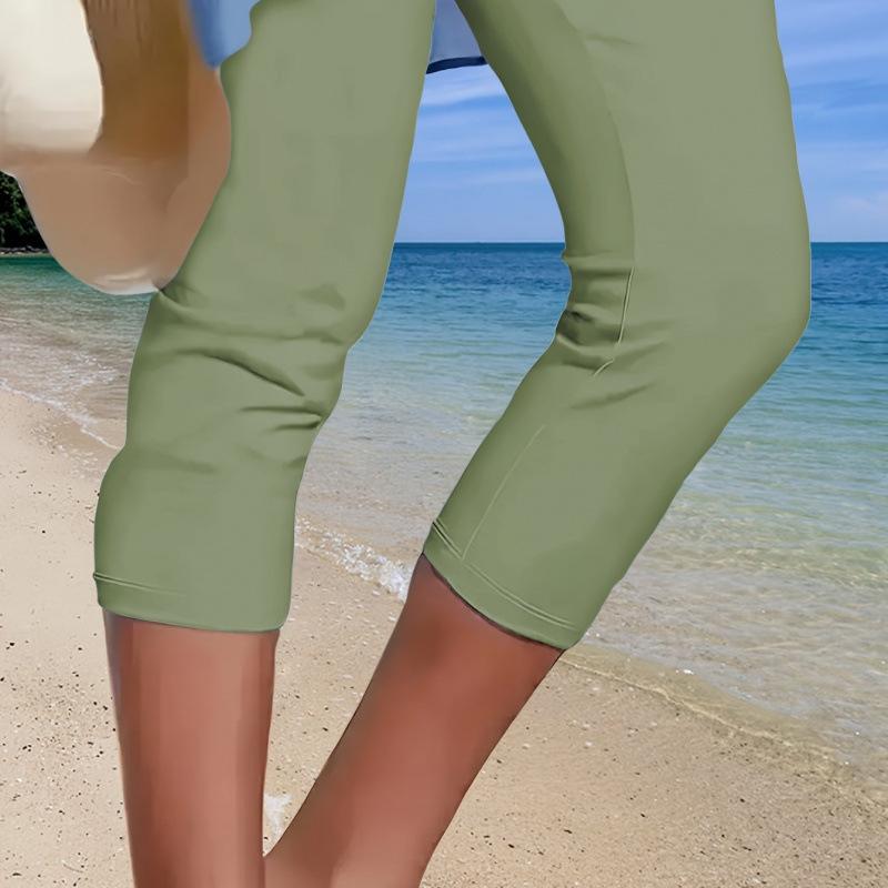 C 43161 Solid Color Casual European Leggings Large