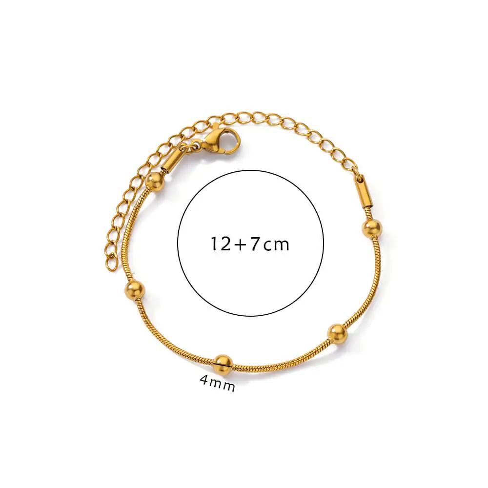 Retro Minimalist Elegant Bead Bracelet Golden Circular Snake Chain Bracelet Fashionable Jewelry Gift For Women