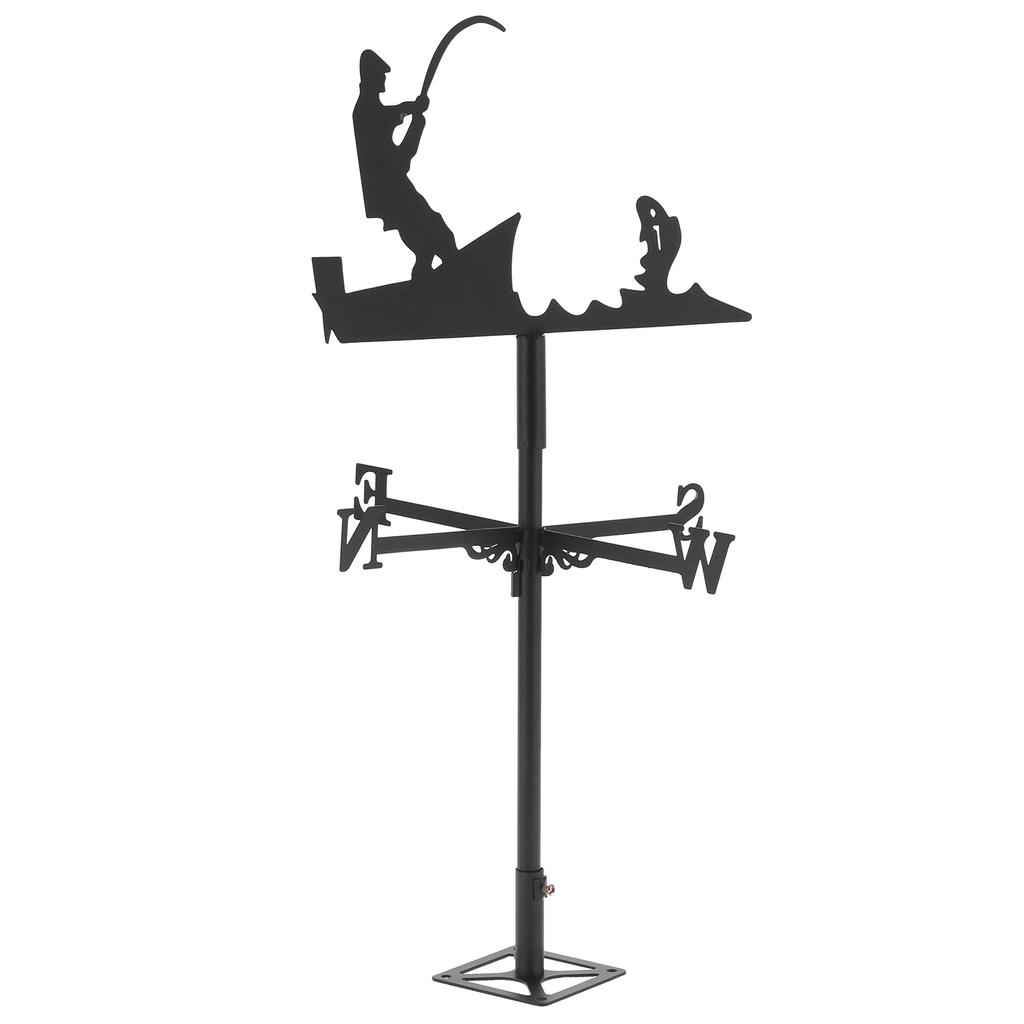 Fisherman Style Weather Vane Roof Bracket Rod Stainless Steel Wind Indicator for Outdoor
