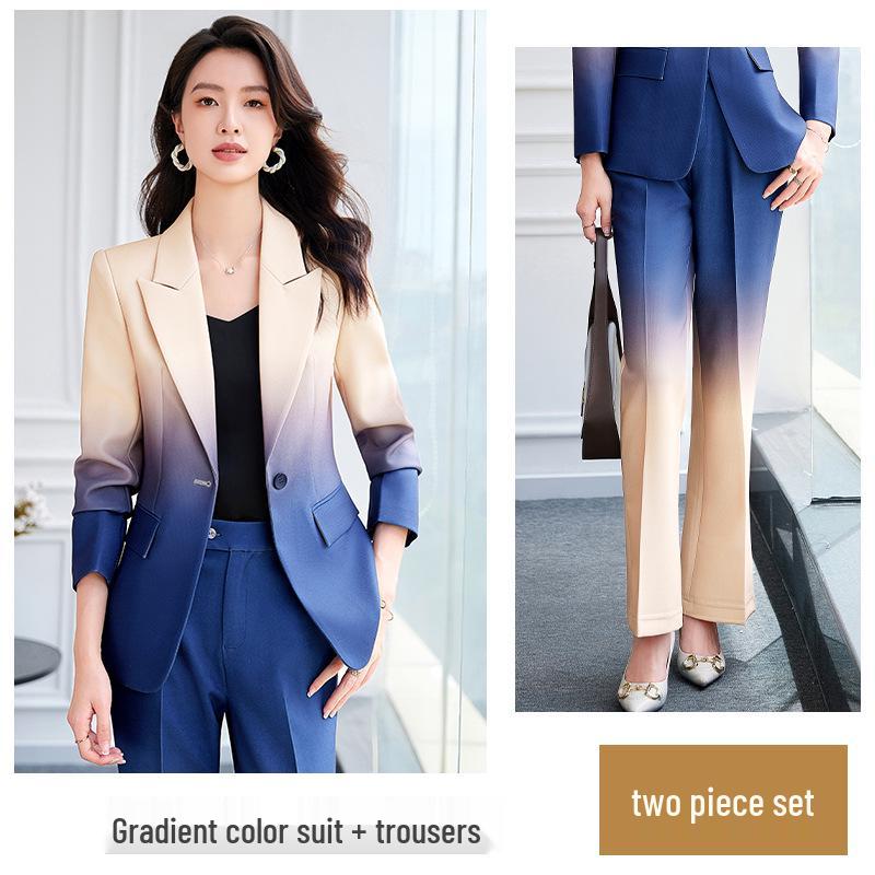 

Осенний женский градиентный костюм: Высокий класс, Повседневная элегантность для рабочего места S