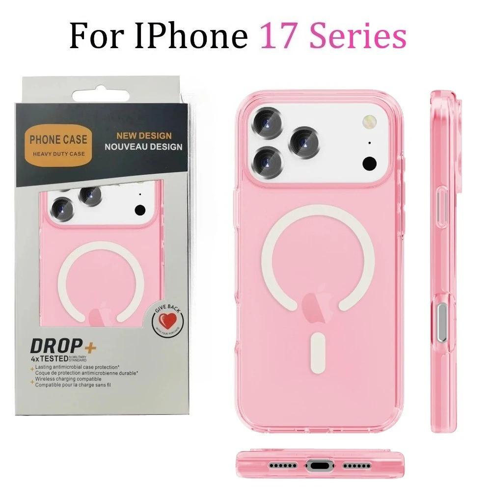 Minimalist Solid Color Glitter Transparent Armor for Magsafe Case for IPhone 17 Pro Max Air 16 15 14 13 Wireless Charging Ott Box Shockproof Cover