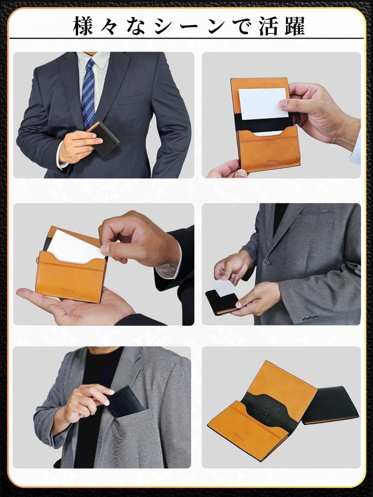 Business Card Holder for Men and Business Card Luxury Italian Large Business Card Genuine Leather [Fabrizio] Women, Case, Leather, Thin, Stylish,