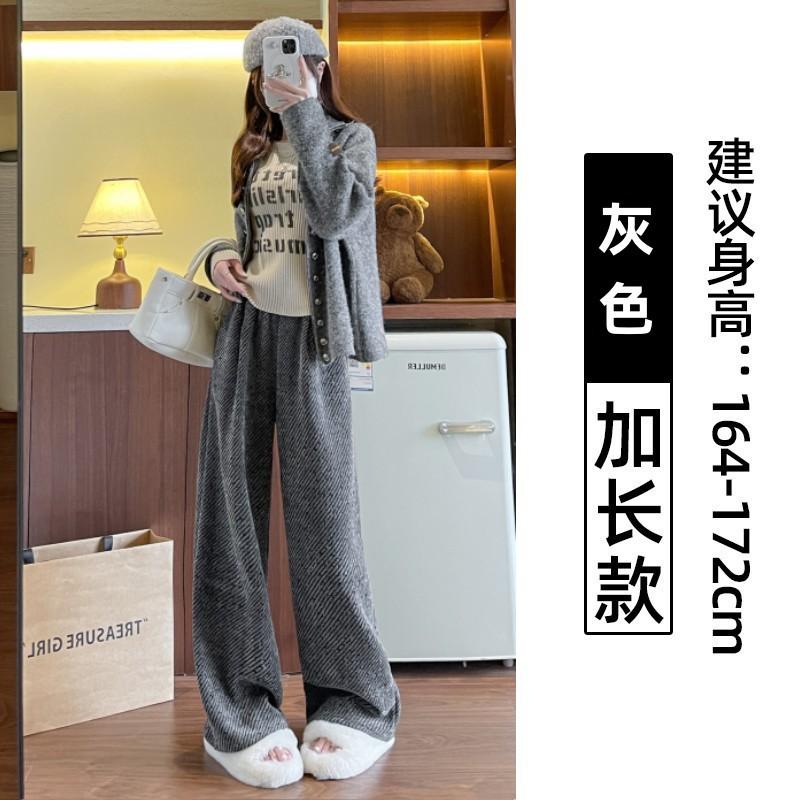 Chenier silver silk lazy wide-leg pants women's spring and autumn new loose and thin high-waisted floor-mopping casual trousers