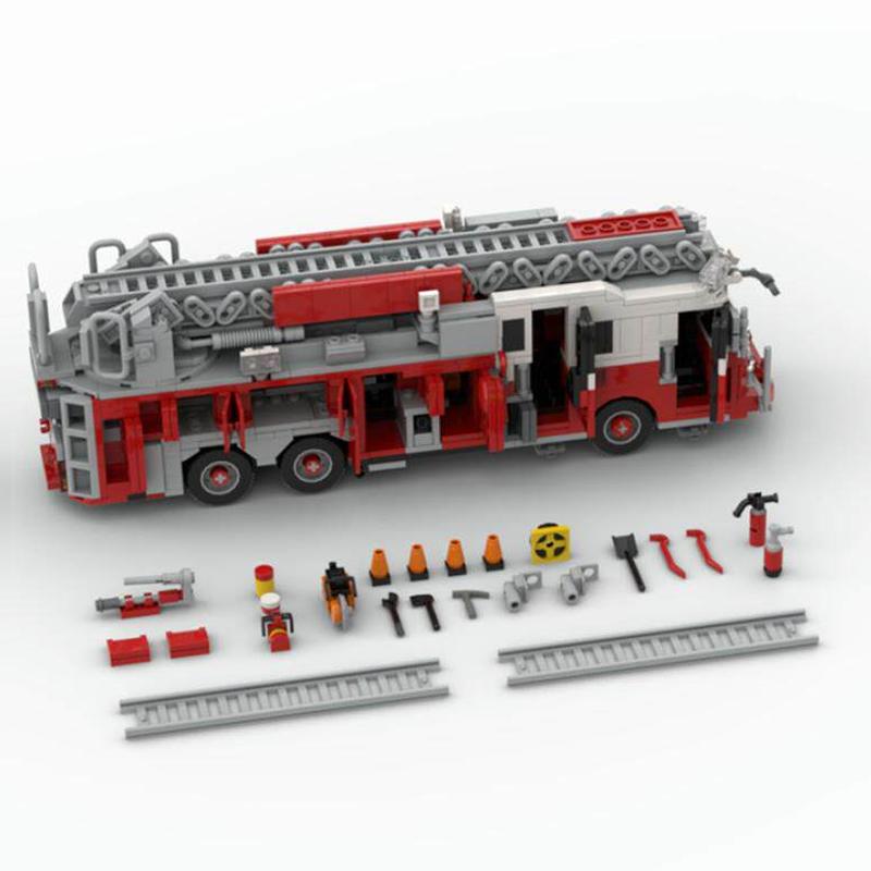 New York Urban Fire Truck Building Blocks City Rescue Vehicle Model Bricks DIY Assembly Collectible Decor Toy Gift