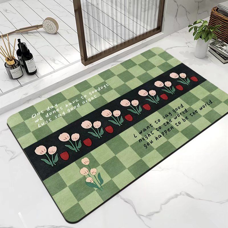 Diatom Mud Absorbent Soft Floor Mat for Bathroom and Household Use, Anti Slip Bathroom Door Mat Feet