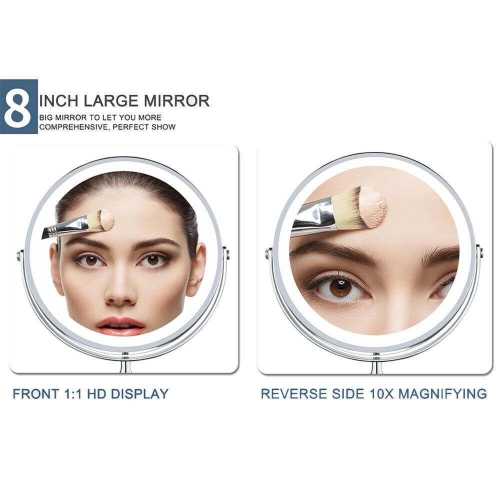 With LED Light Makeup Mirror Double-sided Vanity Mirror Bathroom Cosmetics Mirror Home