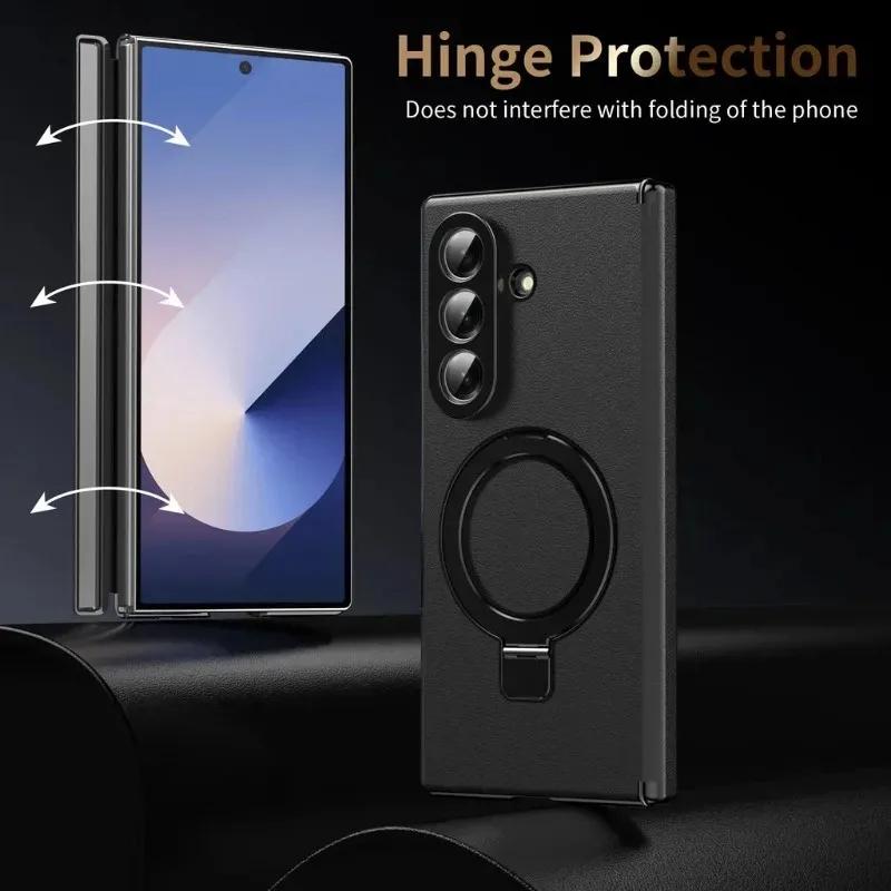 Business Magnetic Hinge Case For Samsung Galaxy Z Fold 7 6 5 4 3 360° Protection Screen Glass Magnetic Holder Cover