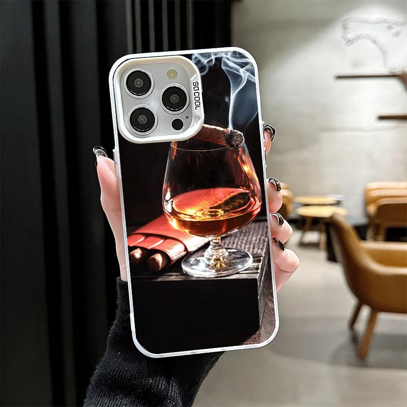 Cigar Whiskey Ice Drink Soft Phone Case for iPhone 15 16 17 Pro Max 17Air 16E 14 Plus 13 12 Mini Shockproof Cover Back Shell