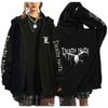 Japan Anime Death Note Lynlås Hættetrøjer Gotisk Herre Tegneserie Misa Amane L Ryuk-Grafik Streetwear Sort Fleece Lynlås Jakke Frakker