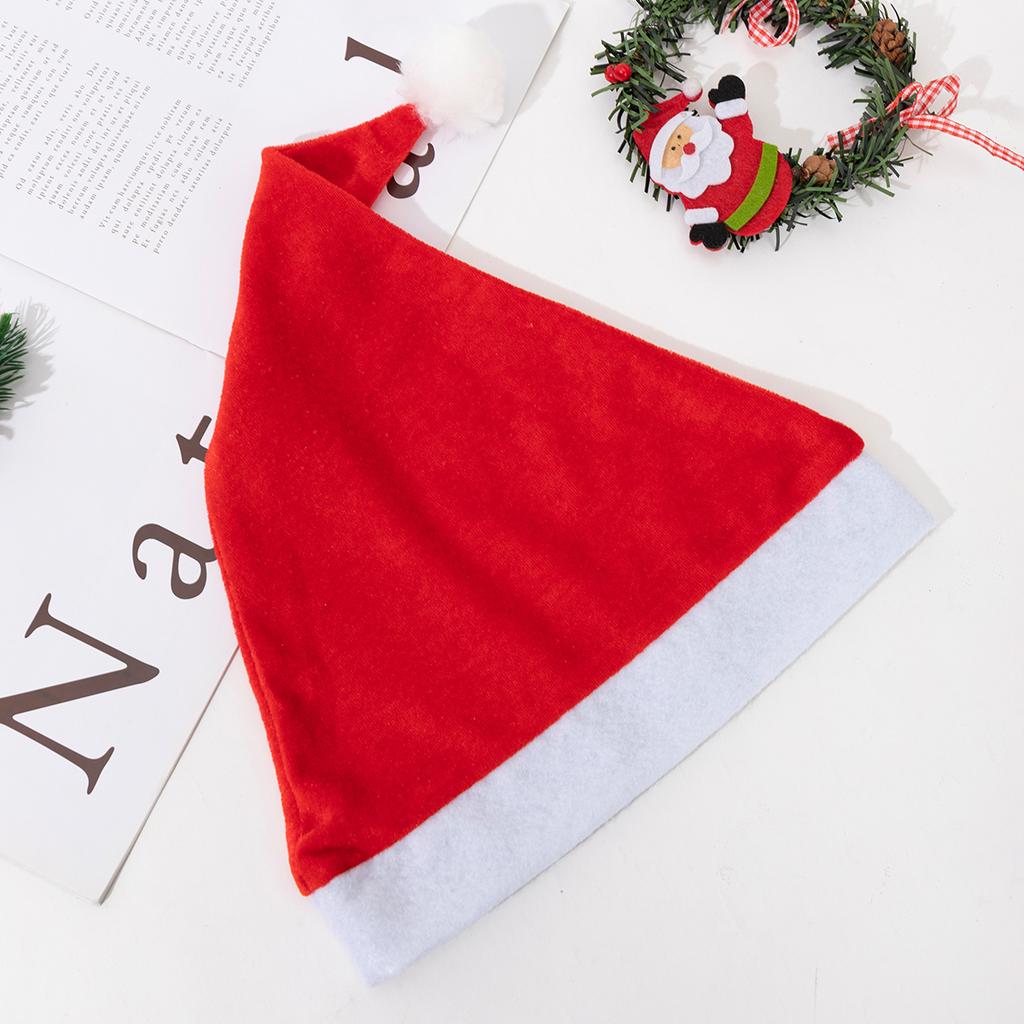 60pcs Christmas Santa Hats Soft Polyester Non-Stretch Fabric Christmas Decorations Gifts for Adults Children Christmas Clothes