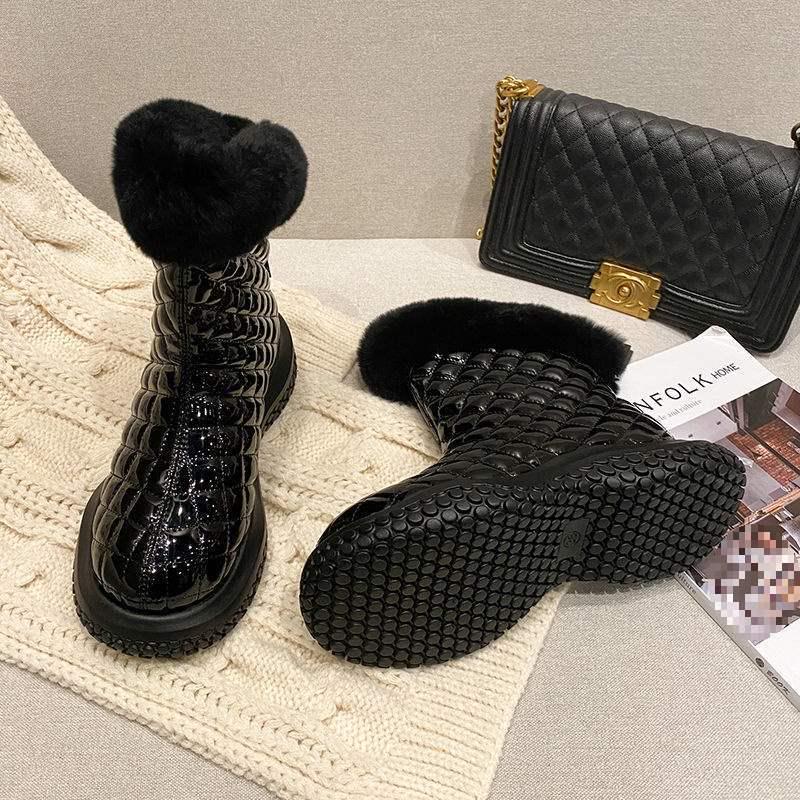 Women's Waterproof Fleece-Lined Leather Over-the-Knee Snow Boots: Non-slip, Warm, Trendy, Thickened Fur.