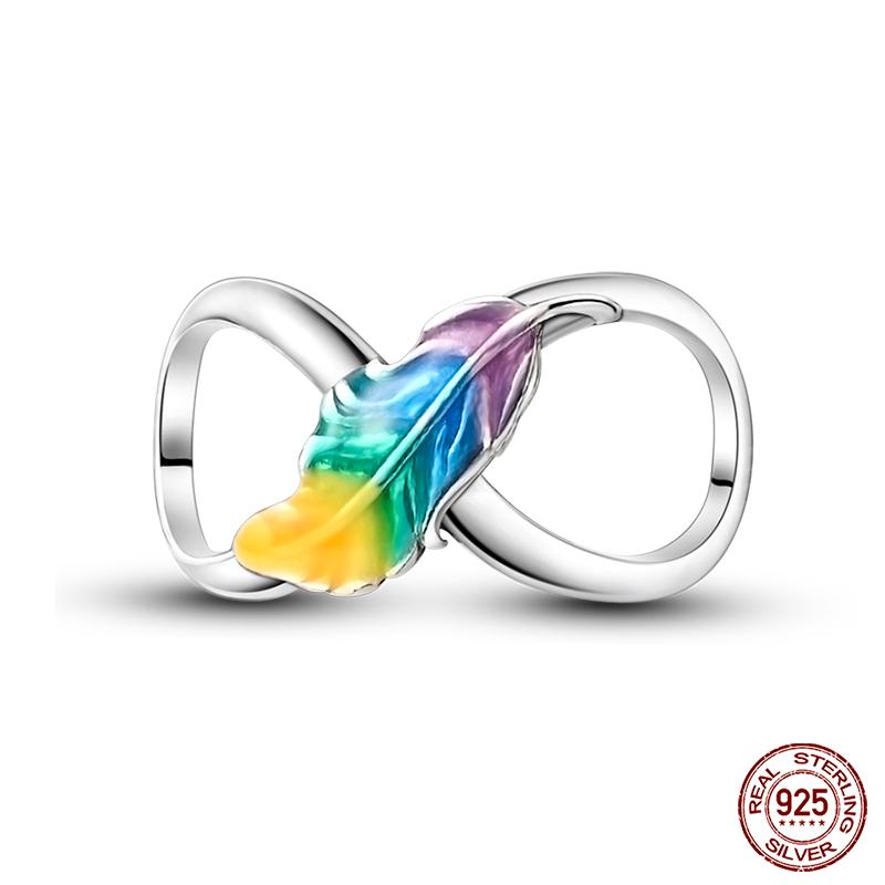 Copper Colorful Masquerade Series Sexy Mask Feather Dress Charms Beads Fit Qikaola Original Bracelets Diy Jewelry