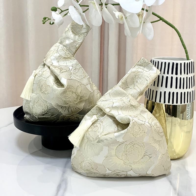 [Muzhilun] Japanese-style bag for women, drawstring bag, floral pattern pouch, yukata bag, one-handed handbag, Japanese style accessory case, coin