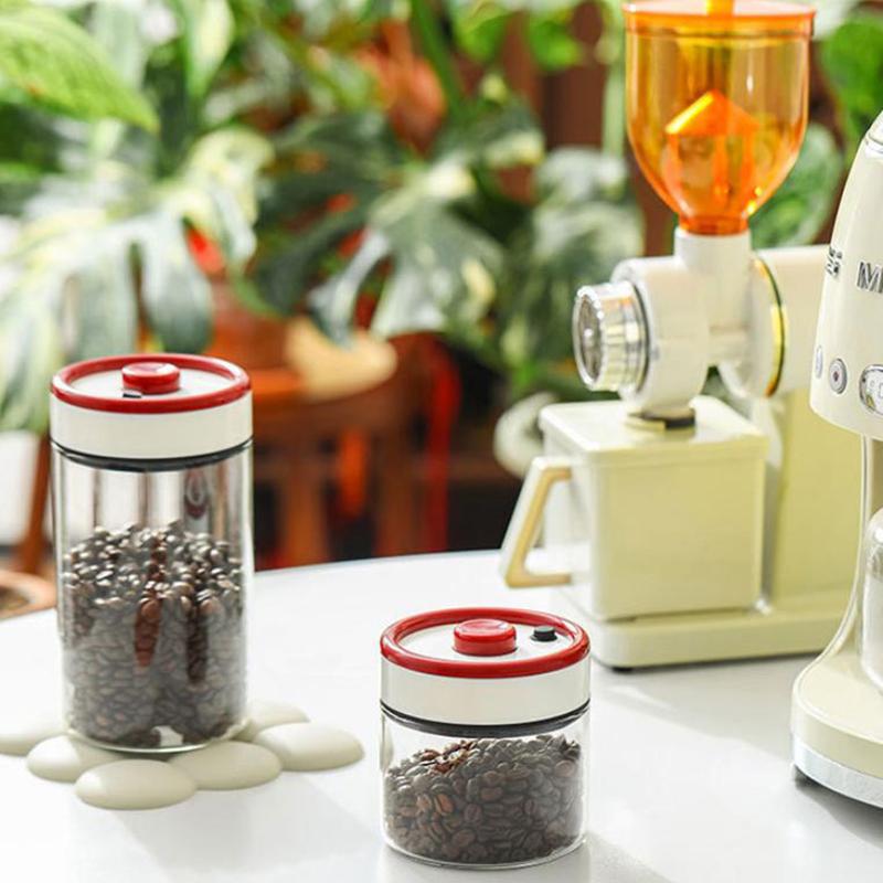 Coffee Beans Vacuum Sealed Tank Transparent Glass Food Storage Jars Household Moisture-Proof Air Extraction Airtight Container