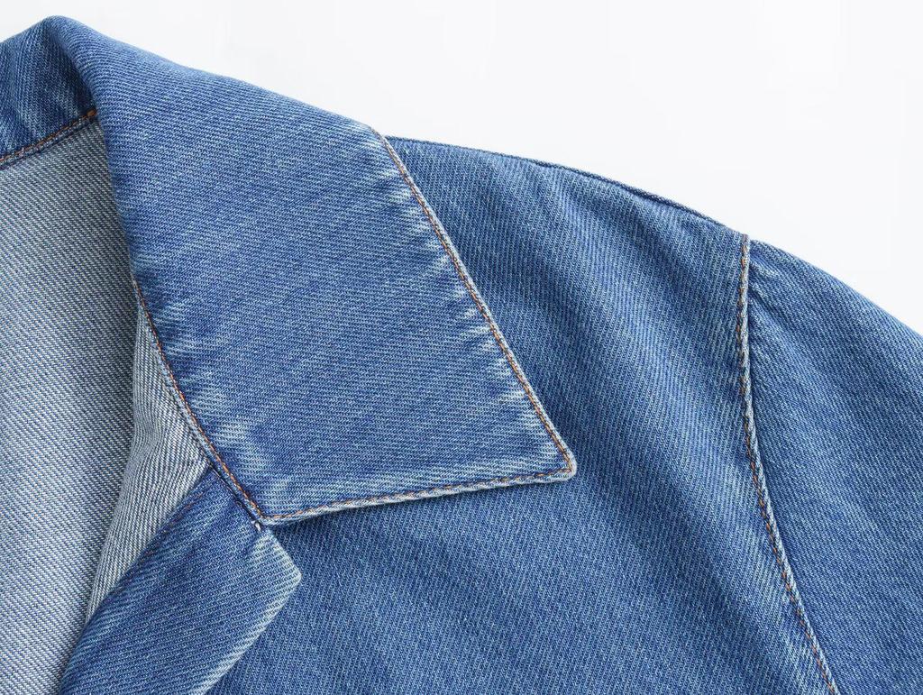 2024 Sommer Damen Gewaschenes Blaues Denim Lockeres Hemd und Jeans Set