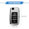 Car Remote Key Fob Cover Case Shell Protector 3 Button Compatible for VW Tiguan 2009-2017, Full Protection TPU Silver Tone
