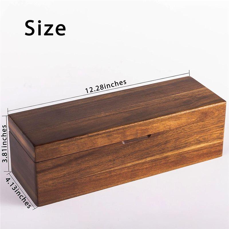 ABBP-Elegant Wooden Tea Bag Organizer With Lid, Versatile Storage Box For Tea And Sugar Packets
