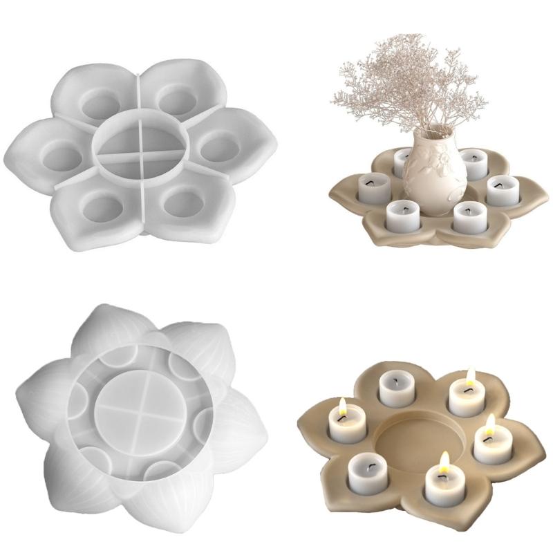 6-fach Silikonform Florale Silikone Kerzenformen Einfache Entformung Für Epoxidharz Kerzenständer Teelichthalter