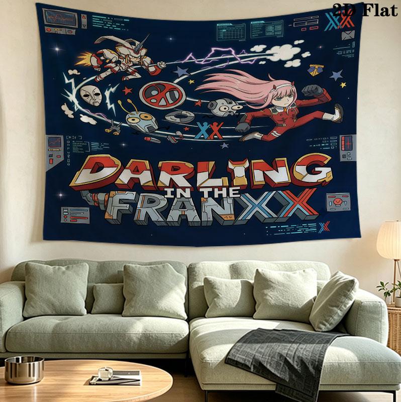 Franxx Wall Tapestry Aesthetic Wall Hanging Printed Fabric Blanket Decorative Tapestries For Bedroom Living Room Home Decor