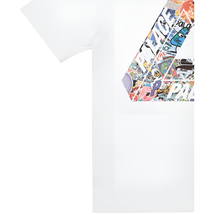 Palace Camiseta Unisex de Manga Corta y Cuello Redondo con Estampado de Pegatina Tri-Ferg Tops Blanco P21TS105