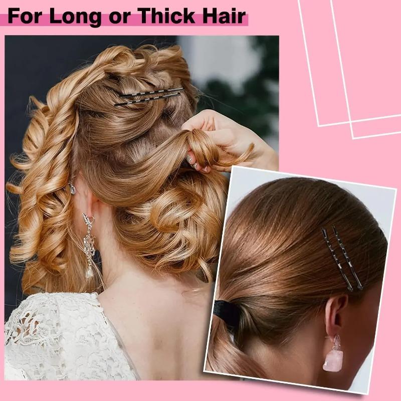 100pcs Curly Wavy Grips Women Bobby Pins Styling Hair Accessories New Straight Line Hair Clip U Shaped Needle Lady Hairpins