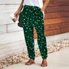 Women Polka Dot Printing Pants Lace Up Elastic Waist Loose  Trousers Casual Long Pants Trousers with Pockets