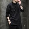 Men's Spring and Autumn Vintage Tang Shirt Linen Breathable Long Sleeve