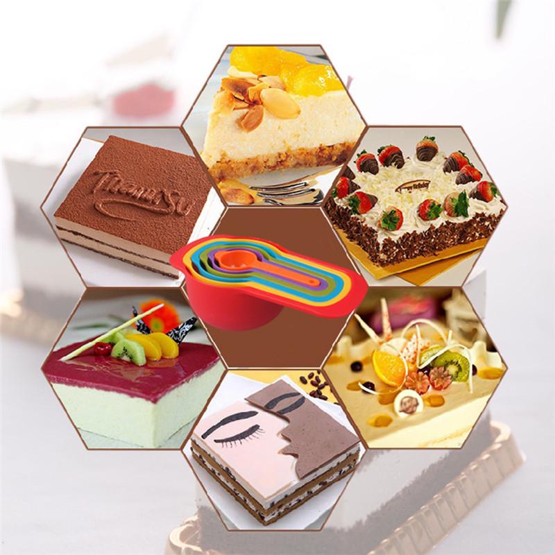 6Pcs Rainbow Color Measuring Spoons Set Plastic Measuring Cups Baking Cooking Dishwasher Safe Kitchen Baking Tool