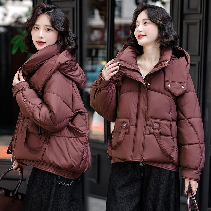Hooded short cotton-padded coat for women's winter new small loose thickened down cotton-padded jacket