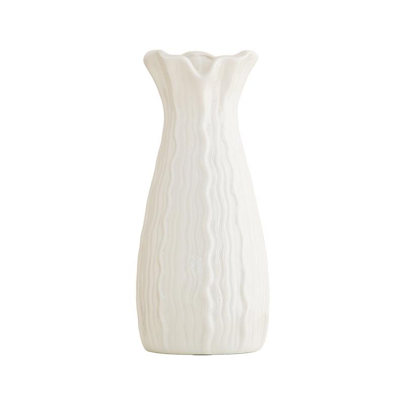 Vaso di Lusso in Ceramica Bianca Nordica per Fiori Secchi e Freschi, Ornamento Decorativo Creativo per Scrivania del Soggiorno.