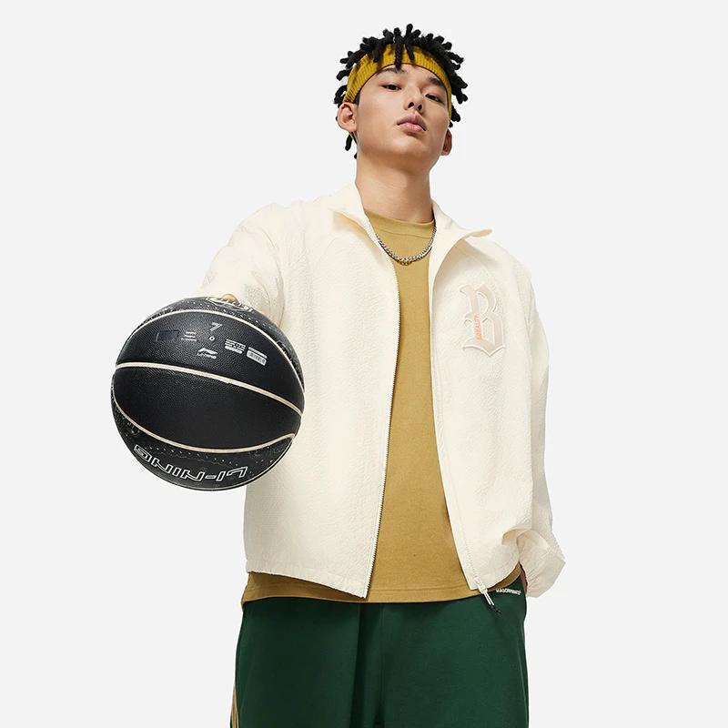 Li Ning Badfive Letter Print Zipper Stand Collar Loose Sports Jacket Men Jacket Off-White AFDT857-2
