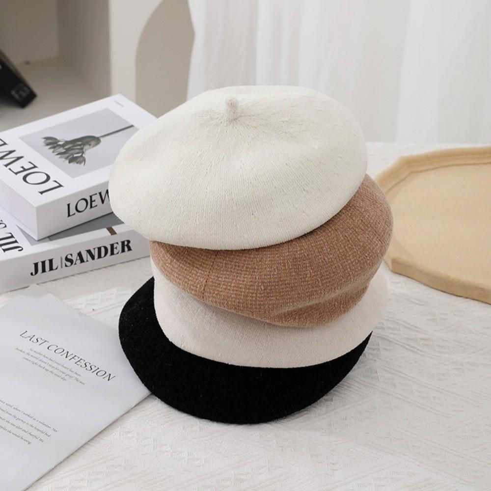 Solid Color Winter Wool Berets Hat Retro French Artist Hat Fashion Felt Berets Lady