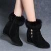 Winter Women's Wedge Ankle Boots Lncrease Height Women Pumps Metal Rhinestone Platform Shoes Plush Women Boots Comfortable Botas