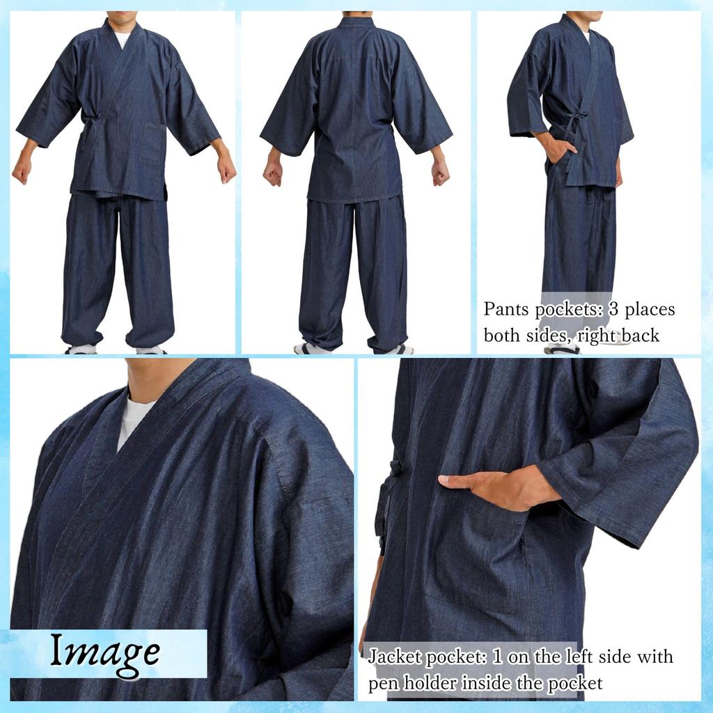Edoten Men's Samue Denim, 4.5 Oz. Lightweight Denim (100% Cotton), Soft with Pre-Dyed Fabric, Navy Blue, Size 3L