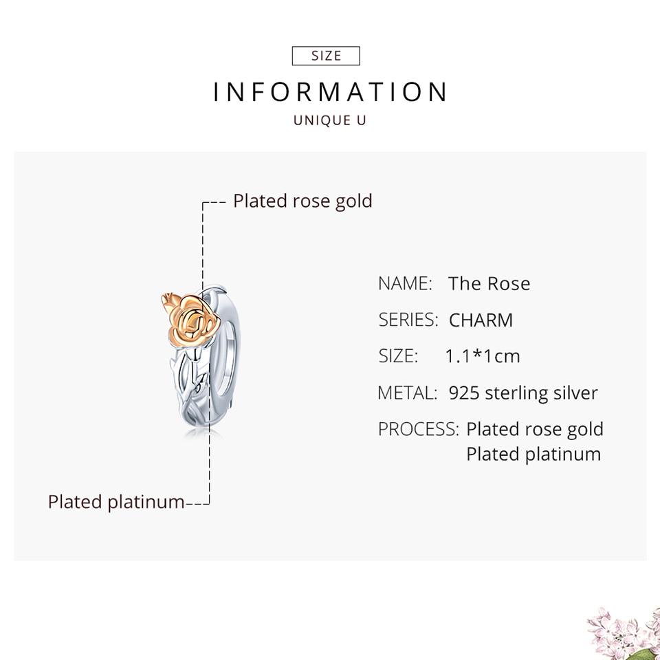 BAMOER Authentische 925 Sterling Silber Blossom in Love Serie Charms für Schlangenarmband und Armreif zum Selbermachen