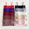 Seamless Strapless Ice Silk Camisole with Chest Pad - Women's Summer Base Layer Top