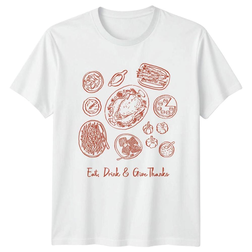 Eat Drink Give Thanks TShirt Thanksgiving Holiday Gift For Him And Her S