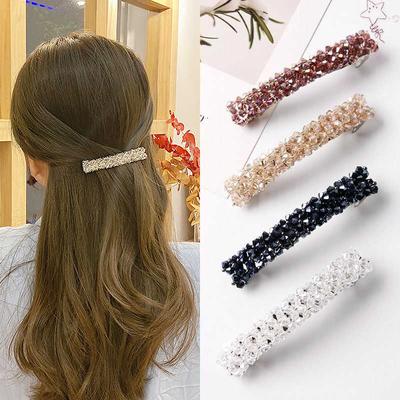 Korean Crystal Spring Hair Clips Pins Barrettes For Women Girl Headband Fashion Simple Hair Accessories Headwear