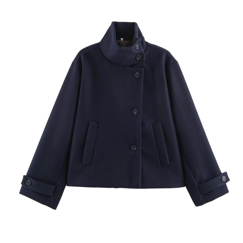 2026 Womens Street Fashion Stand Collar Short Wool Coat Outerwear W025 12107